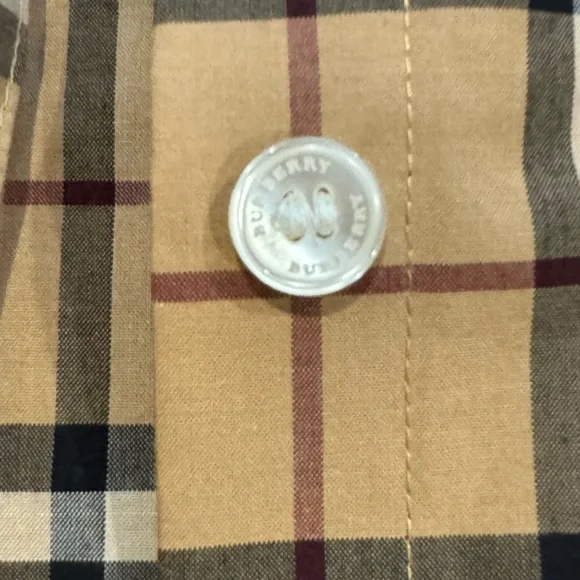 Burberry Beige and Black Checkered Button-Down Shirt - Picture 6 of 14